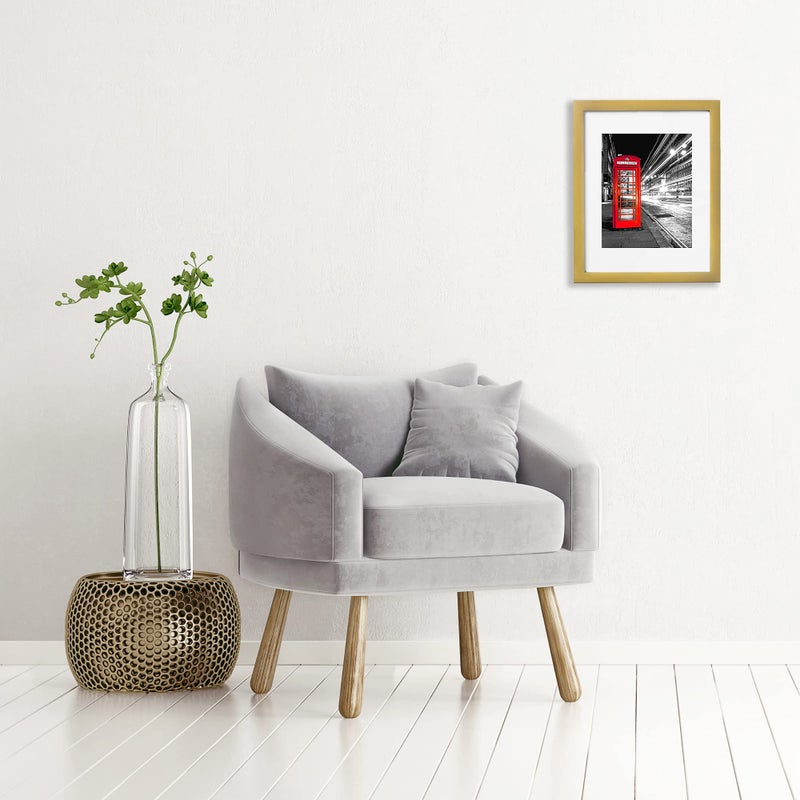 Americanflat 11x14 Picture Frame with Polished Crystal-Clear Glass - Use as 8x10 Frame with Mat or Display 11x14 Photo Without Mat - Signature Collection - Picture Frames for Wall Display - Gold - Image 5
